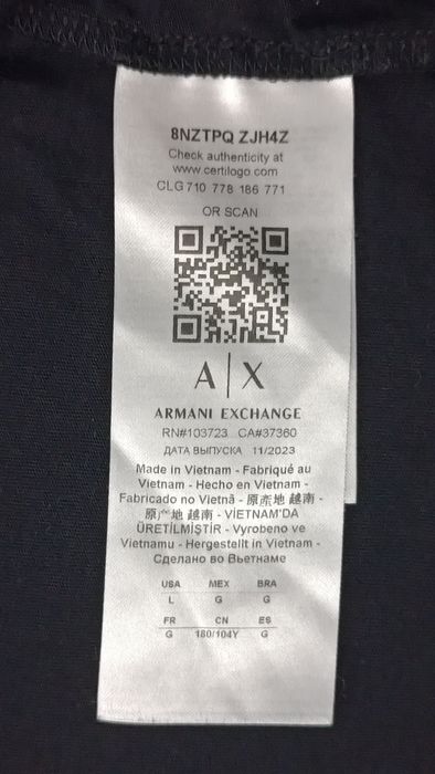 Armani Exchange Shirt оригинална тениска L Армани памучна черна фланелка