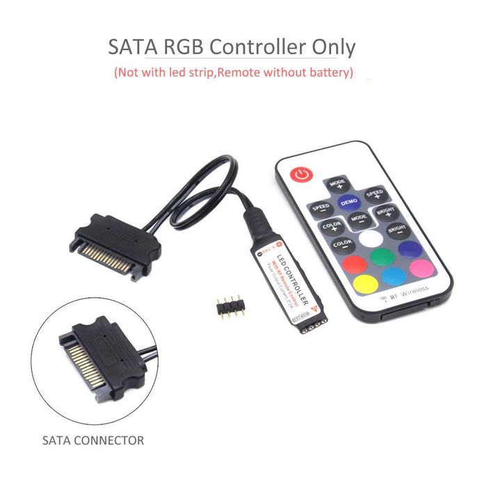 RGB контролер HUB адаптер, за компютър 12V 4Pin с дистанционно и SATA