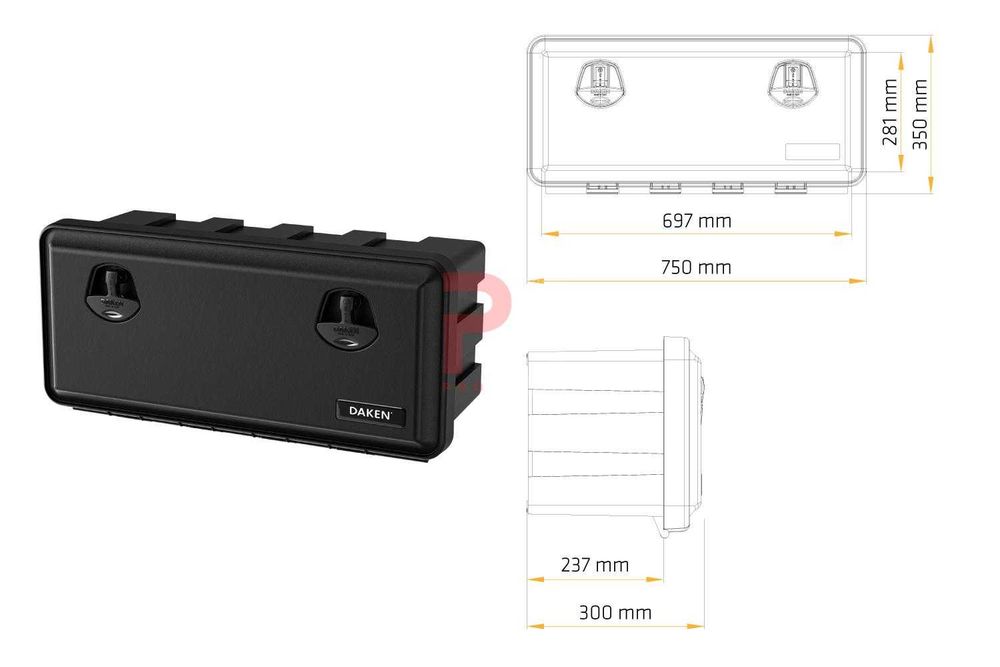Lada depozitare scule DAKEN (75X35X30) MM capacitate 47L