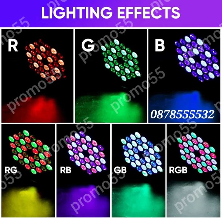 LED Диско Парти Прожектор, Диско Лазер, Проектор, 36 Led, RGB