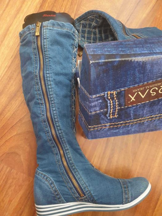 Cizme de primavera din denim (jeans) dama NOI 37-38