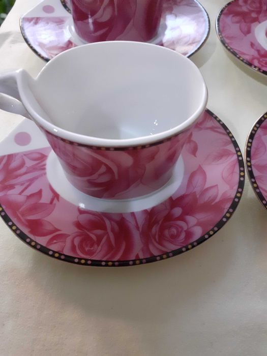 Servici cafea, porțelan China - 6 cești + 6 farfurioare - 100ml.
