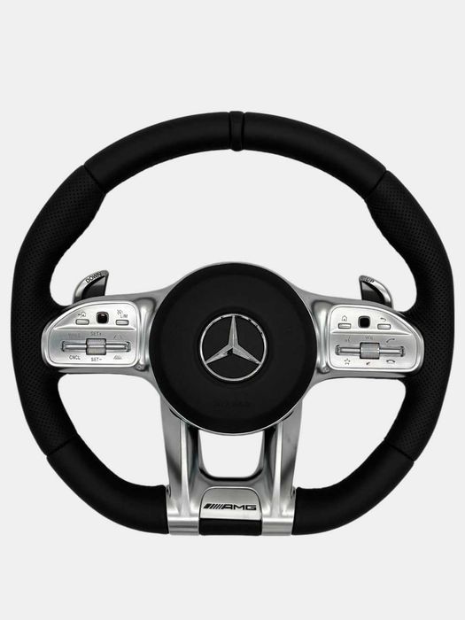 Автомобильный руль Mercedes AMG Tiptronik RL, кожаный, черный, серый