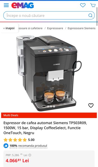 Espressor automat Siemens EQ 500 Classic Premium NOU