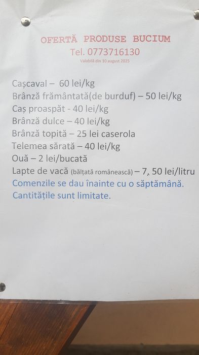 Vând cașcaval și brânzeturi din lapte de vacă bălțată românească