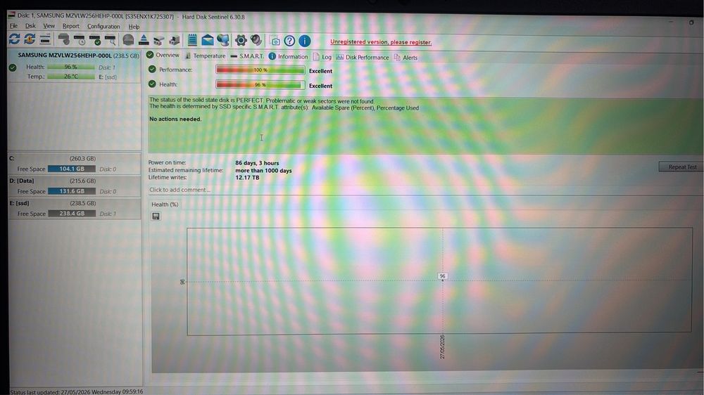 SSD Samsung PM961 256GB NVMe M.2 - Perfect pentru Laptop/PC
