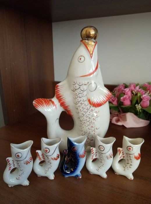 Меняю ретро коньячный набор фарфоровые рыбки 70 годы СССР