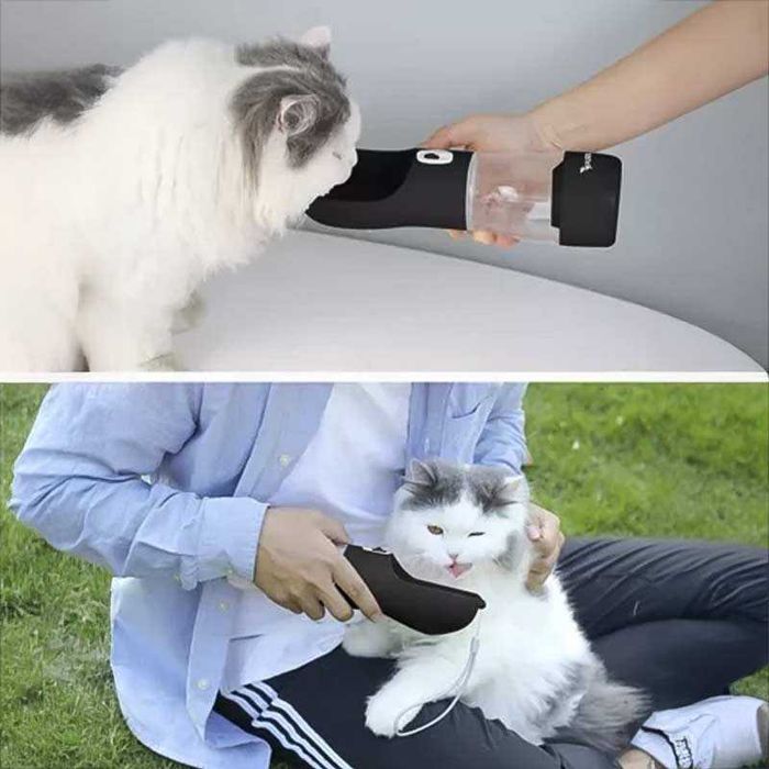 Бутилка/поилка с купичка за куче и котка 3 в 1 – вода, храна и купичка