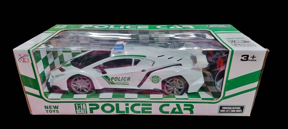 Masina politie cu telecomanda, alb, plastic, 1:16
