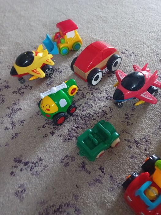 set 9 masini bebe copil 1 an 2 ani excavator avion betoniera masinute