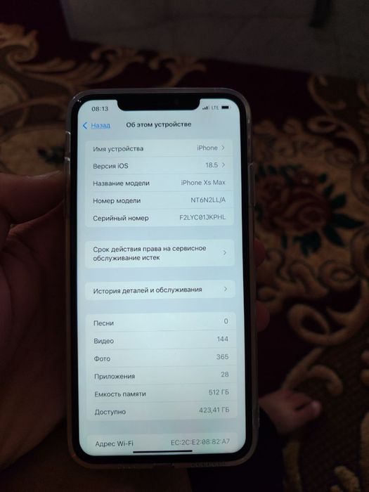 Iphone Xs Max 512 Gb yunks 80 turuton bor feys id yoq Holat idial