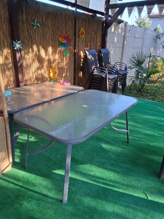 Masa grădină cu blat sticla securizată