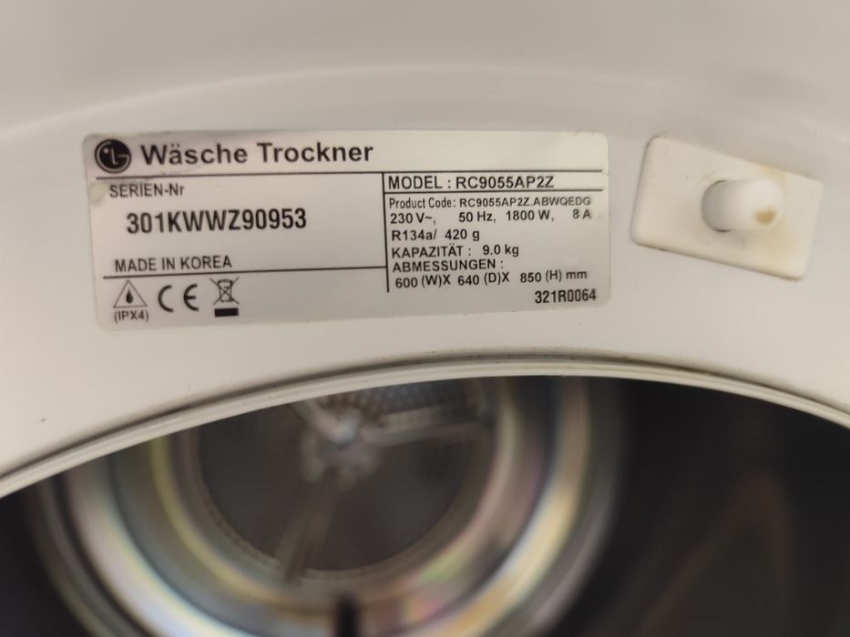 Uscator de rufe cu pompa de caldura hybrid Lg de 9 kg