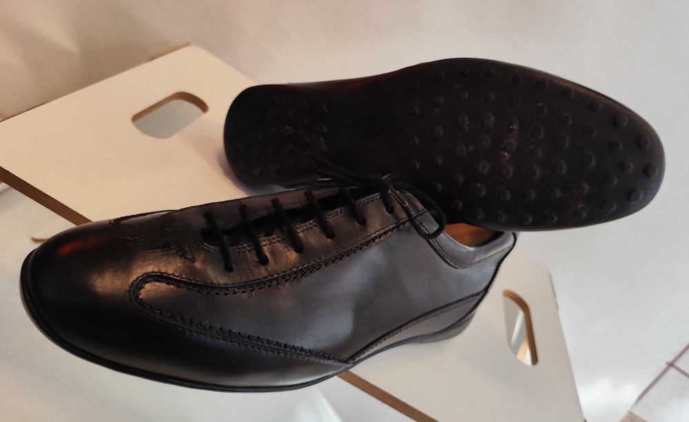 Pantofi sport casual de lux 42 42.5 TOD'S piele naturala superioara moale negru