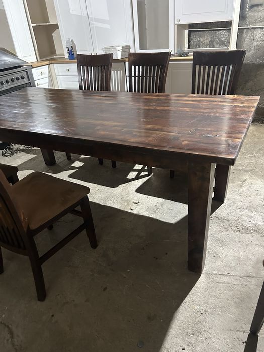 Дъбова маса с 6 стола