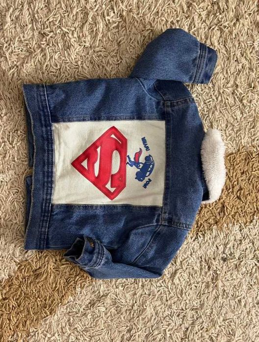 Geaca blugi imblanita bebe, Superman, noua, marime 80, 9-12 luni,Pepco
