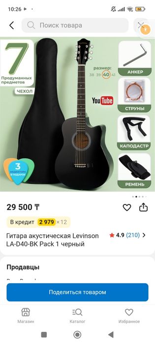 Акустическая гитара levinson d40