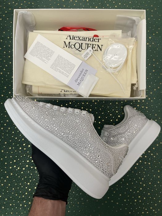 Alexander McQueen Silver Crystal Classic Sole Ultra Premium Quality