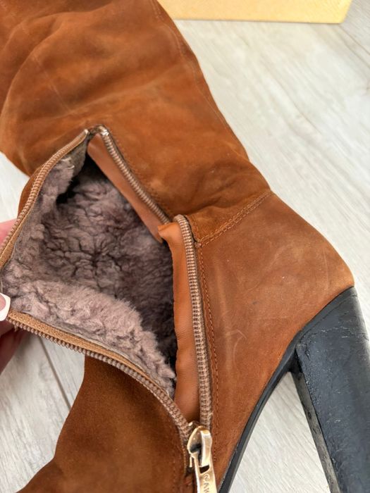 Рыжие натуральные сапоги