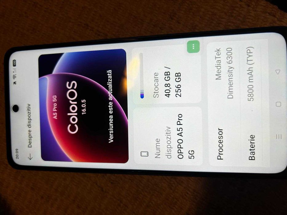 Vand Telefon mobil OPPO A5 Pro, 8GB RAM, 256GB, 5G, Negru