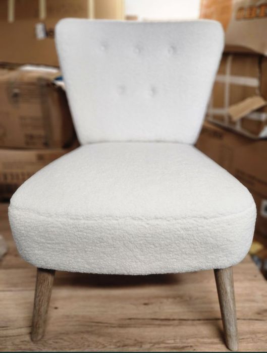 Fotoliu / scaun lounge boucle alb (Vida XL nou)