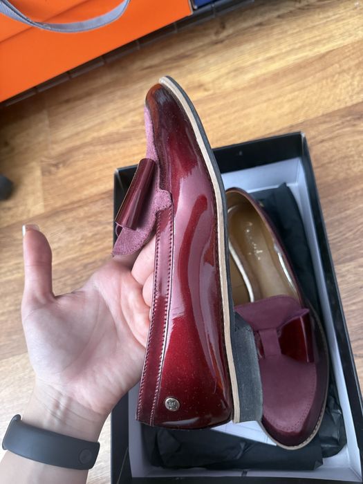 Обувки мокасини винено червено с велур 37 номер