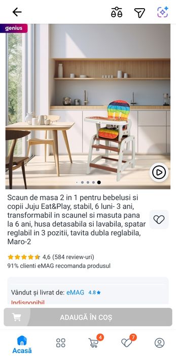 Scaunel + masa 2 in 1 bebe/ copii