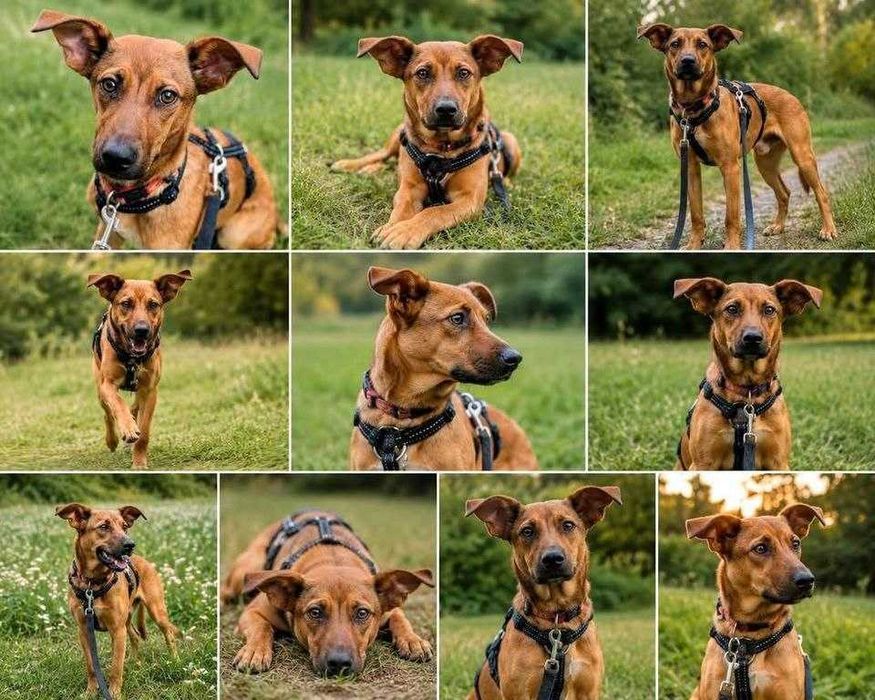 JODA, un câine mascul metis care a fost adoptat.