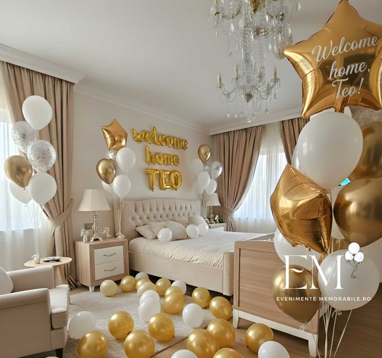 Decor Baloane Camera Nou Nascut Bebelus, Baby Shower, Baloane New Born