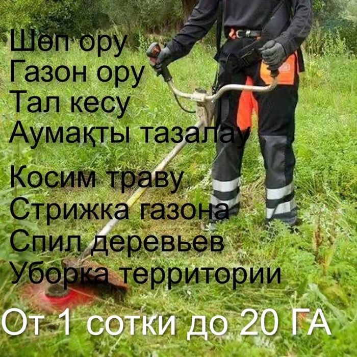 Стрижка газона, покос травы, спил деревьев, от 1 сотки до 20 гектаров