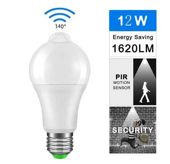 Bec LED alb cald senzori miscare