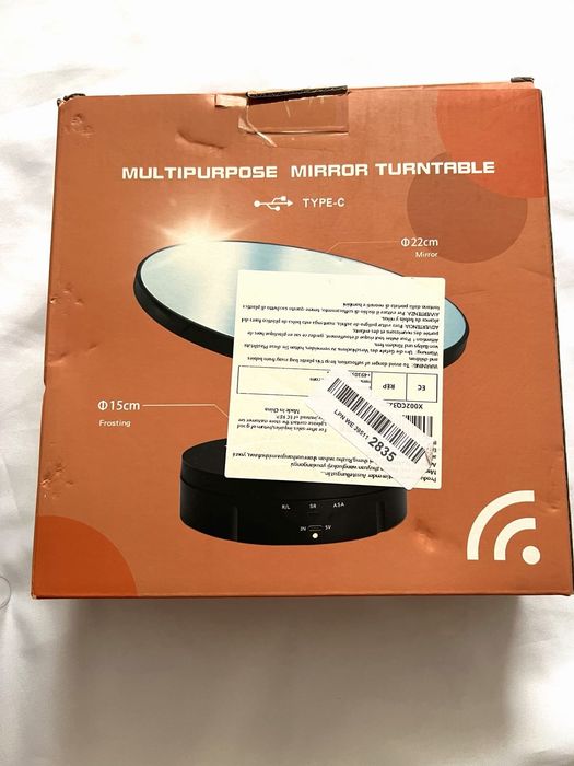 Platformă rotativă electrică cu oglindă 22 cm + telecomandă | Display stand pentru fotografie produse | Nou