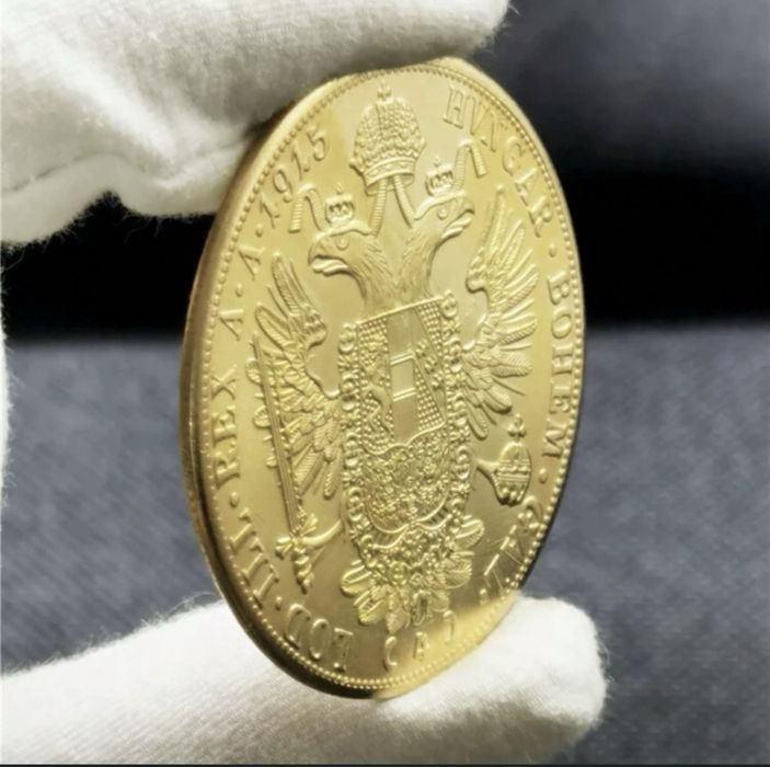 Moneda placata cu aur 24k 1 ducat franz joseph , cocosel , galben