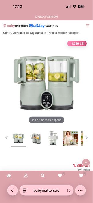 Robot pentru gatit Babymoov Nutribaby 4 in 1, cu panou central, din sticla si otel inoxidabil