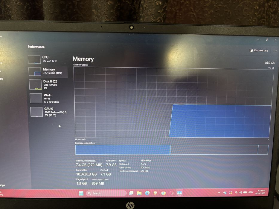 Laptop HP 15-fc0048nq, Ryzen 7 5825U, 16GB RAM, SSD 512GB – Ca nou