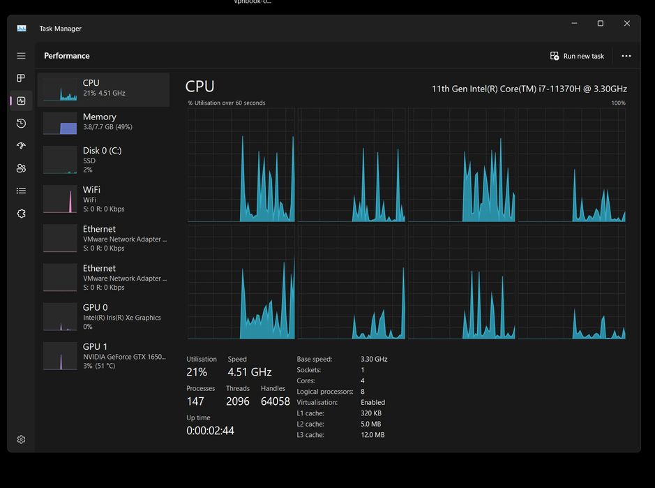 Laptop Asus vivobook pro 14 oled 2.8k 90hz, i7 11370h, gtx 1650, 512gb