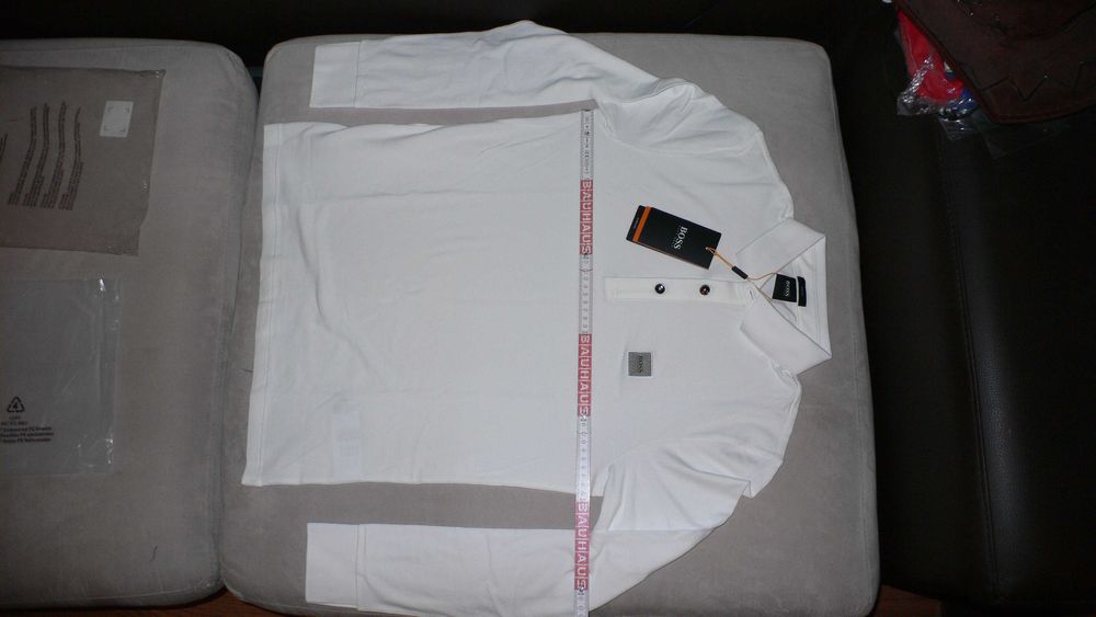 НОВ: BOSS поло фланелка д.ръкав.S(46).Бял.Други: ArmaniJeans;FredPerry