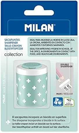 Двойна острилка с антибактериален резервоар Milan, механична. Розова