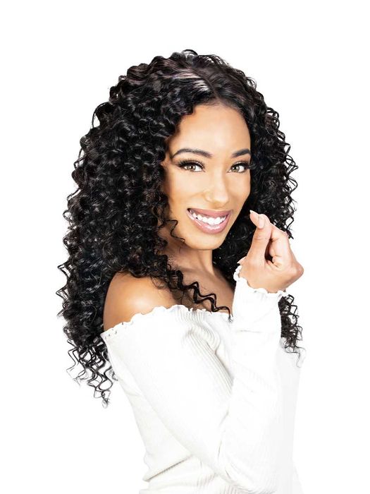 Черна къдрава перука 55 см с лейс фронт дантела 13×4×1