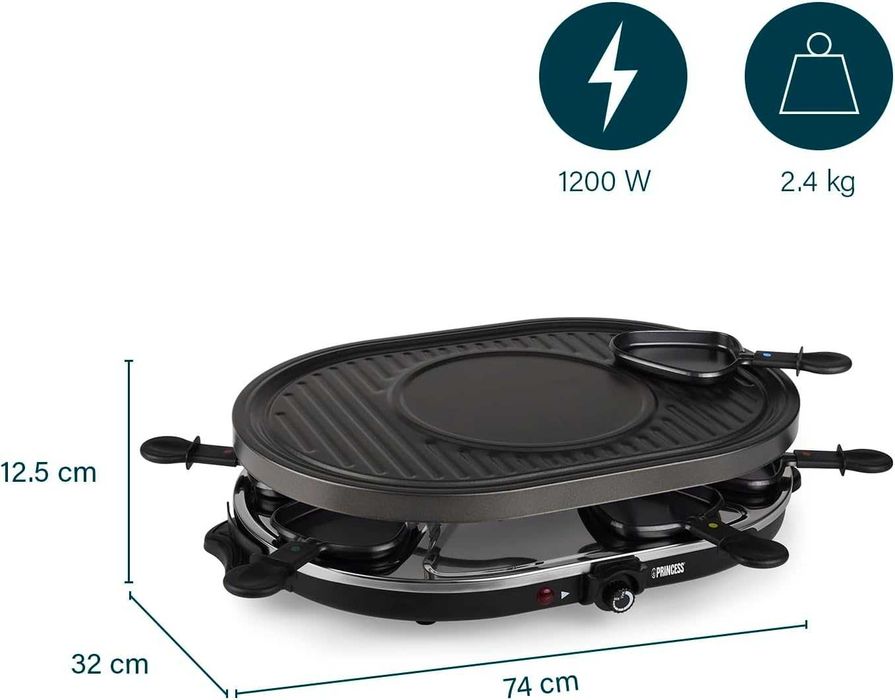 Електрическа грил скара Princess Oval Gril Раклет 162700 42x30см 1200W
