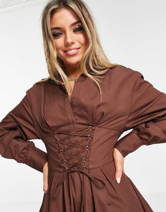 Рокля - риза  с корсет от Bershka