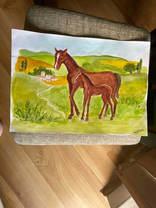 картина   "пътуване към залез"  акрилни бои