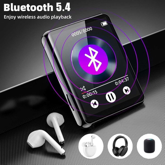 Cetoon 128GB MP3 плейър с Bluetooth, преносим цифров музикален, черен