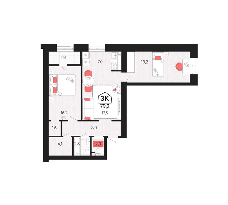 Продам трехкомнатную в новом ЖК