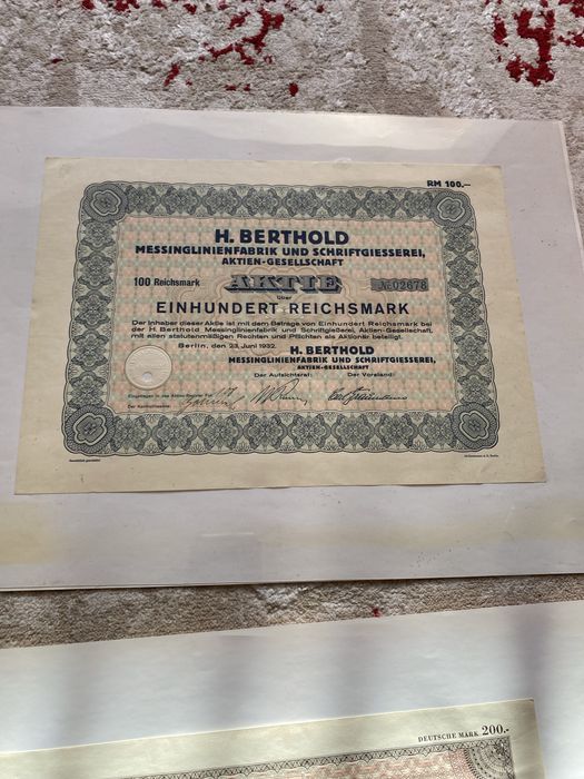 Lot actiuni, reichsmark 100, 1000 1884-1953 Germany, bancnote