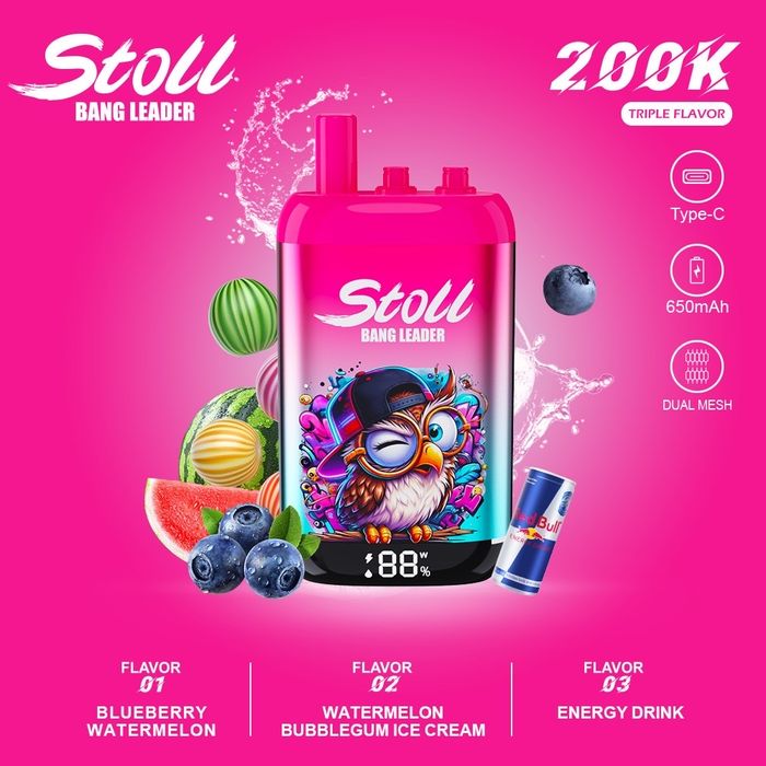 Vape 200.000 puffuri Bang Stoll cu 3 arome, redbull