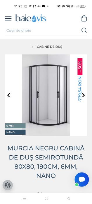 Cabină de duș semirotundă 80*80, neagră