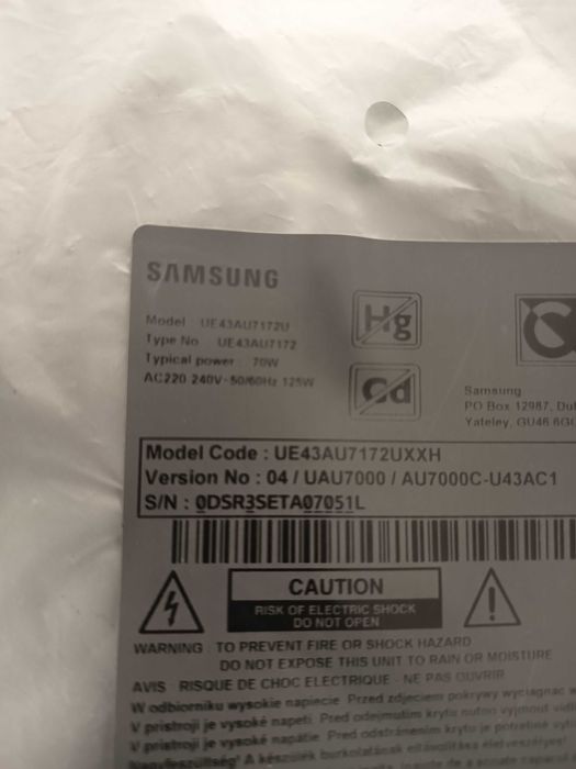 Componente Samsung UE43AU7172UXXH