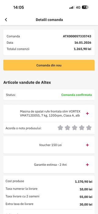 Masina de spalat Vortex Clasa A