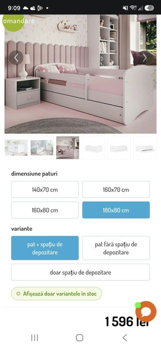 2 buc Pat copii Ourbaby alb 80X180 cm  cu saltea cocos